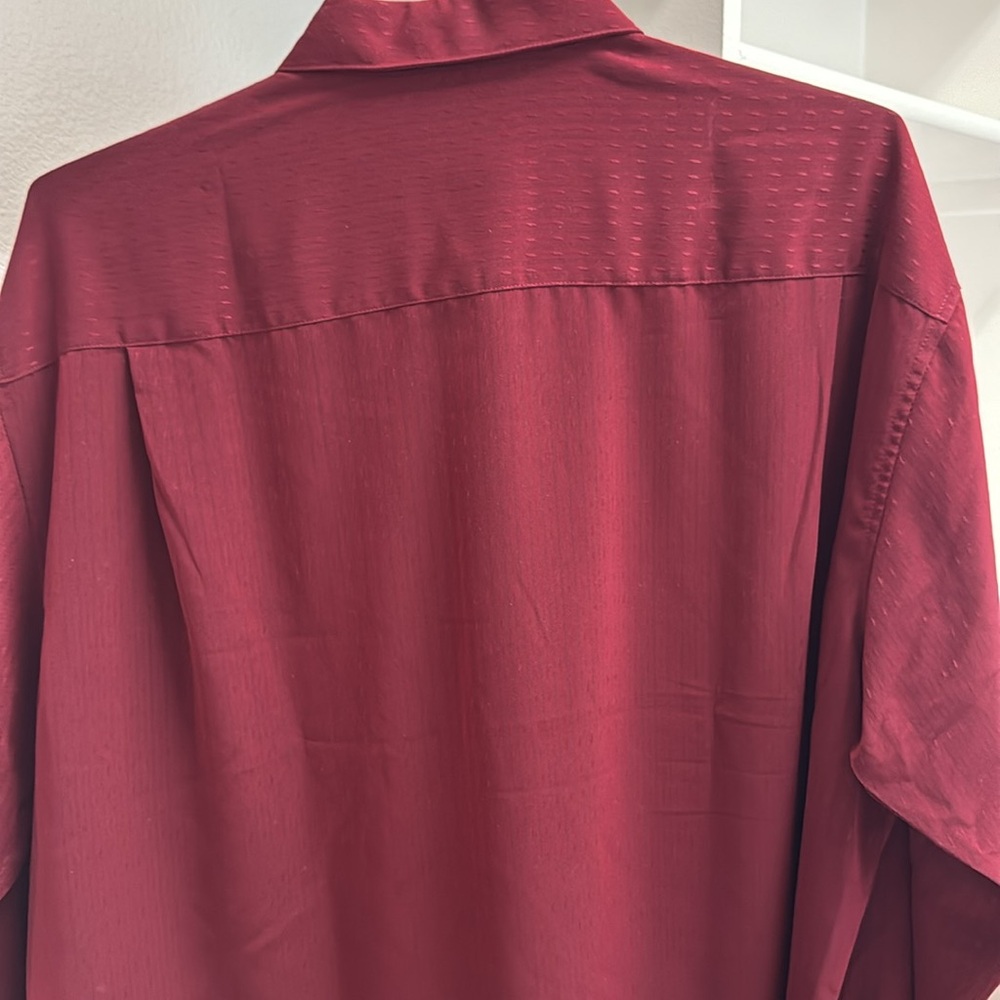 NWT Alfani Micotrend Men XXL Long Sleeve Button Down Burgundy Color Dress Shirt - Picture 9 of 14
